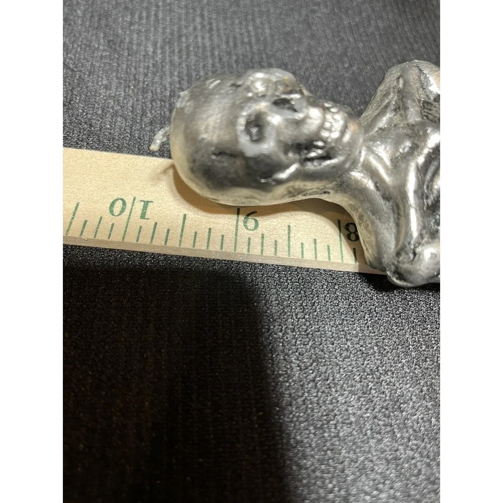Halloween Taper Candle Skeleton Silver Colored Unused Unique VTG